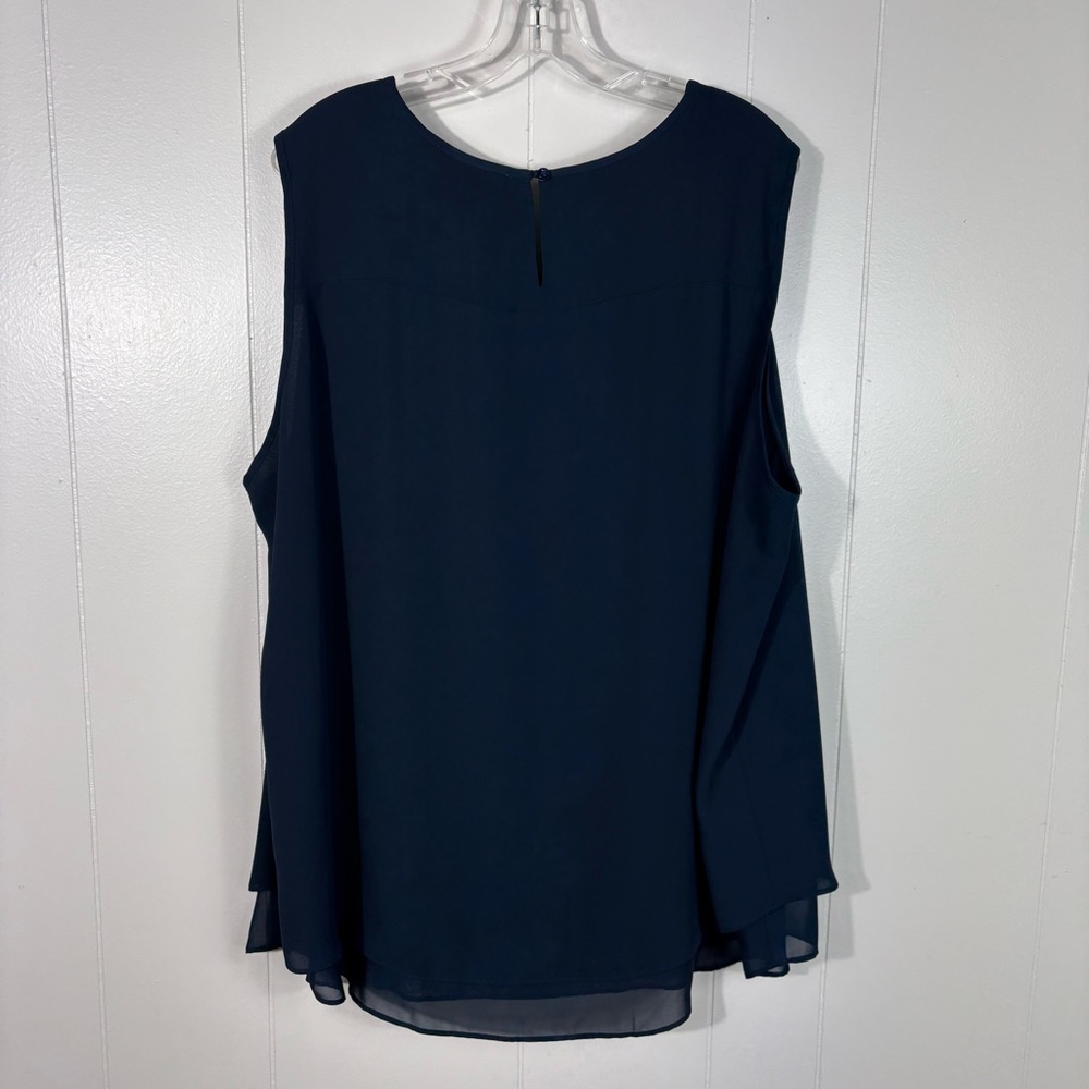 Violet & Claire Navy Blue Sleeveless Lightweight Plus Size Top NWT 3X Office - Picture 3 of 6